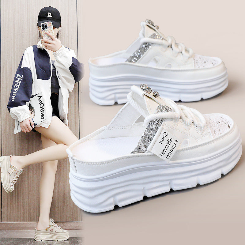 Damen Plateauschlüpfschuhe mit modischem Glitzer-Design R&B