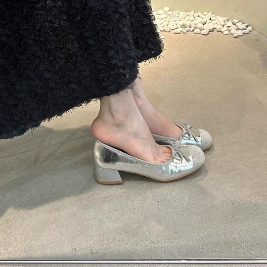 Damen Ballerinas mit glänzender Oberfläche und niedlichem Schleifen-Detail R&B