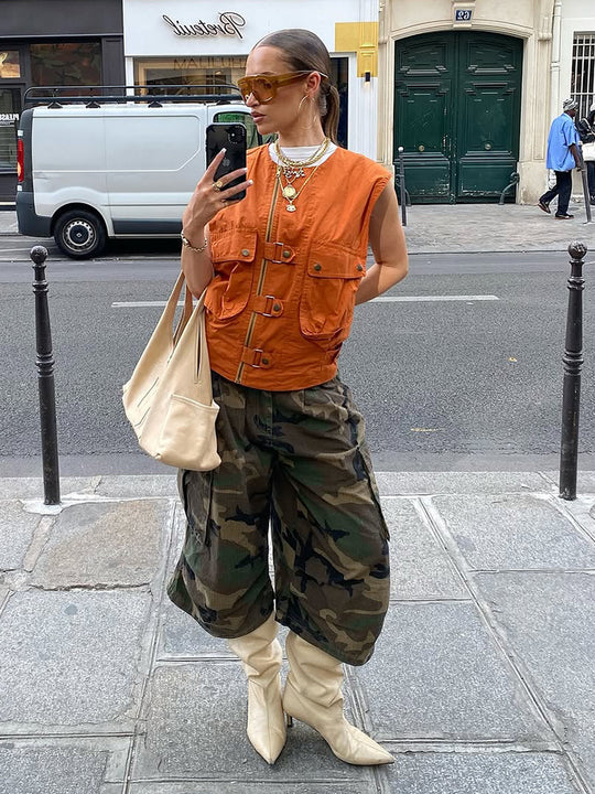 Damen stylische Westen mit praktischen Taschen R&B