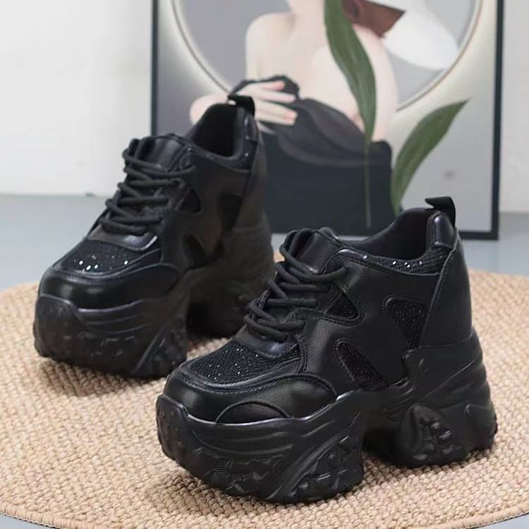 Damen modische Chunky Sneakers mit hoher Plateausohle und atmungsaktivem Mesh-