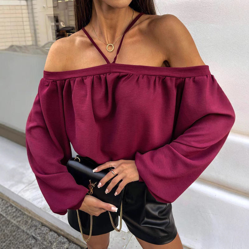 Damen Off-Shoulder Leopardenmuster Bluse R&B