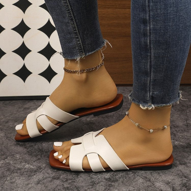 Damen Flache Riemchensandalen aus hochwertigem Leder R&B