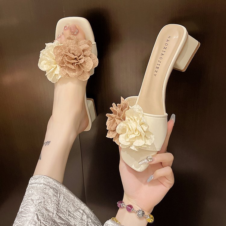 Damen dekorative Mules mit Blumenakzent R&B