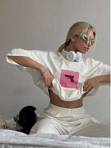 Damen T-Shirt mit künstlerischem Totenkopf-Motiv und lässigem Schnitt R&B