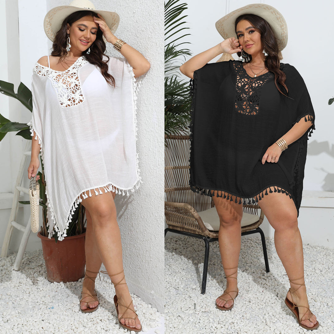 Damen eleganter Häkel-Strandponcho R&B