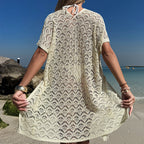 Damen Häkel-Überwurfkleid mit lockerer Passform und V-Ausschnitt R&B