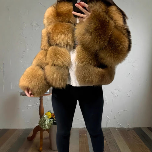 Damen kuschelige Pelzjacke R&B