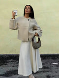 Damen Wickeljacke mit weiten Ärmeln und dekorativem Knopf R&B