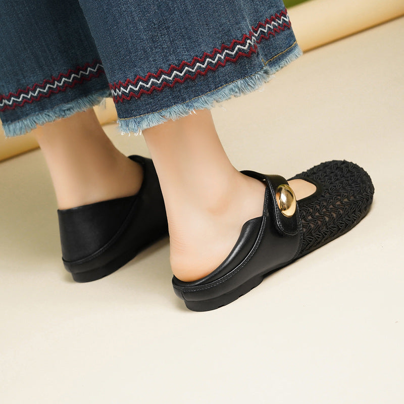 Damen Komfortable Mary Jane Ballerinas mit verstellbarem Riemen und elegantem Dekor R&B
