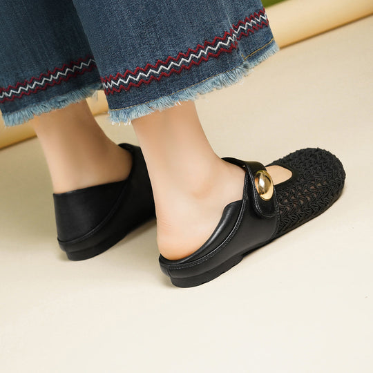 Damen Komfortable Mary Jane Ballerinas mit verstellbarem Riemen und elegantem Dekor R&B