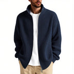 Herren Strickjacke mit hohem Kragen und praktischem Reißverschluss R&B