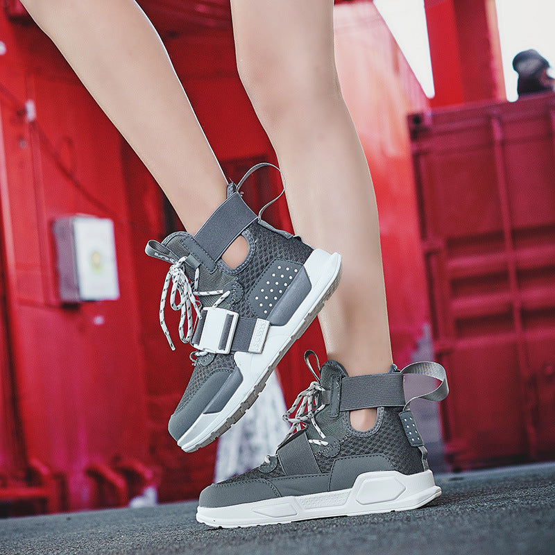 Damen Sportliche High-Top Sneaker mit verstellbarem Riemensystem R&B