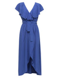 Damen Maxikleid mit elegantem Rüschensaum und schickem Taillengürtel R&B