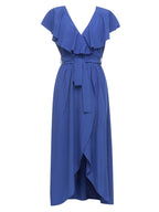 Damen Maxikleid mit elegantem Rüschensaum und schickem Taillengürtel R&B
