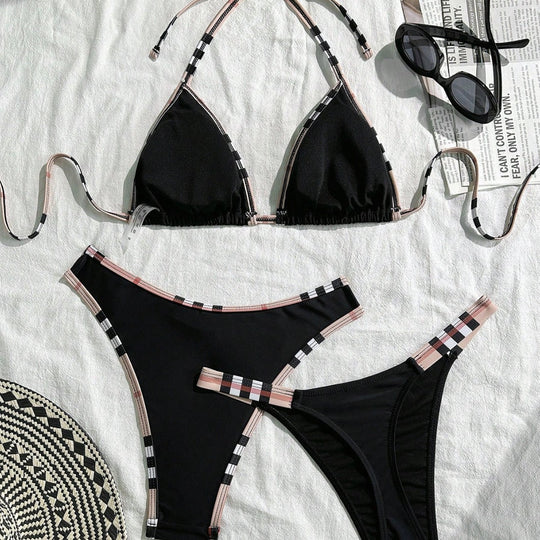 Damen Triangel-Bikini mit verstellbaren Trägern und eleganten Rüschendetails R&B