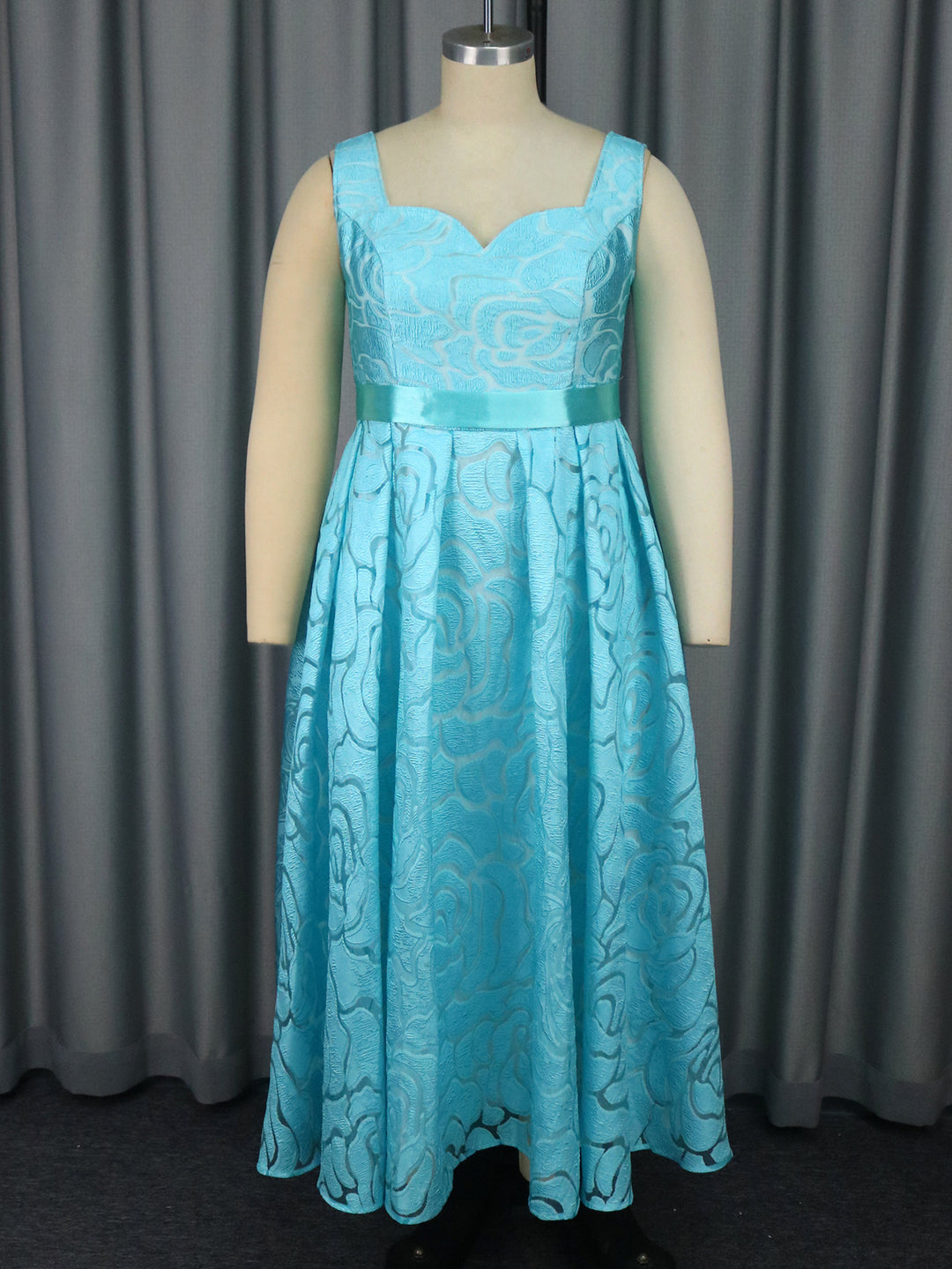Damen Elegantes A-Linien Kleid mit floralem Jacquard-Muster R&B
