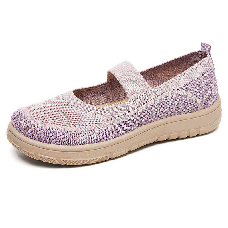 Damen Bequeme Ballerinas aus atmungsaktivem Netzmaterial mit elastischem Riemen R&B