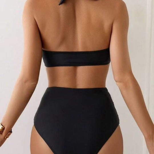 Damen Bikini-Set mit transparenten Einsätzen und hohem Taillenbund R&B