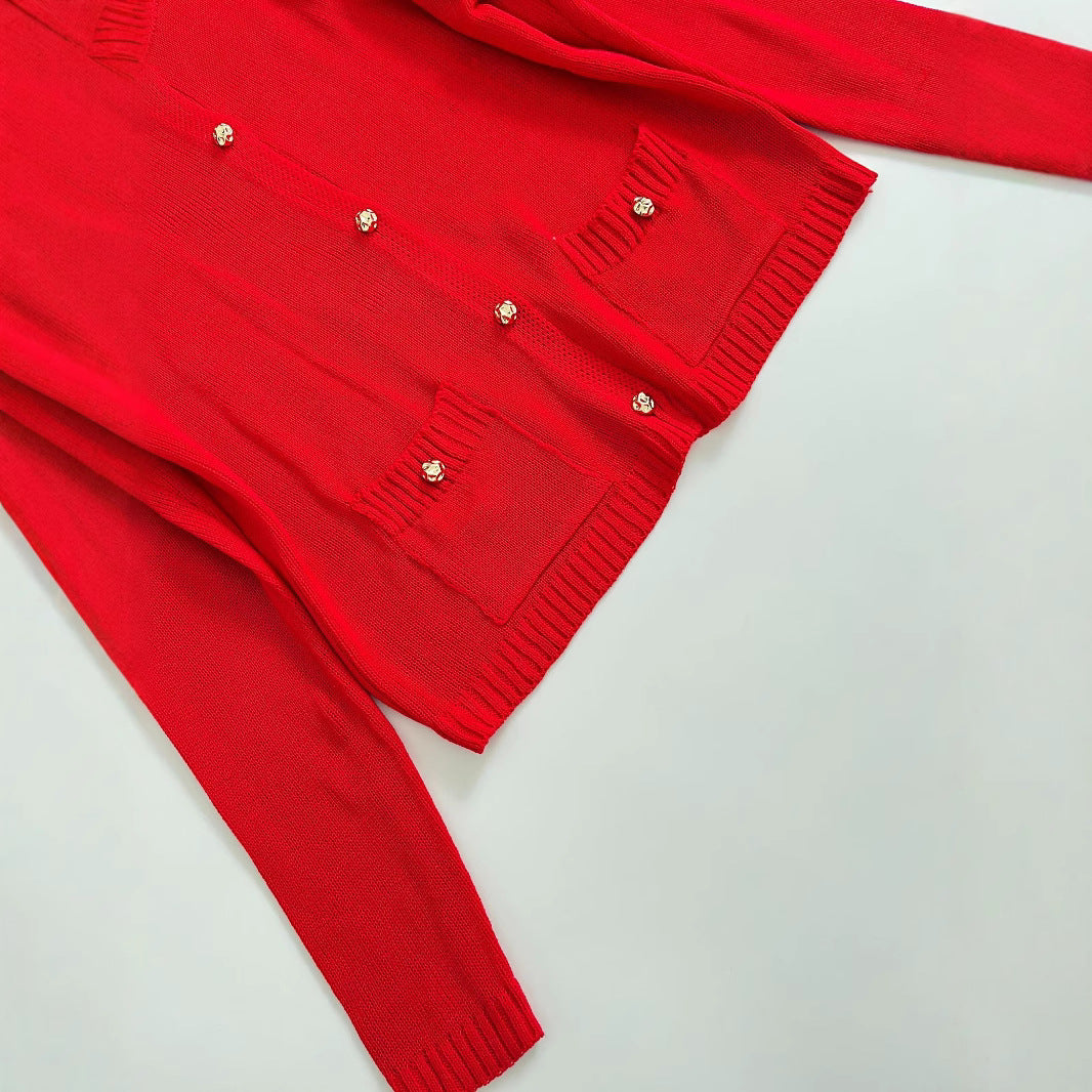 Damen elegante Strickjacke mit praktischen Taschen R&B