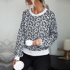 Damen Gemusterter Strickpullover mit Leopardenmuster R&B