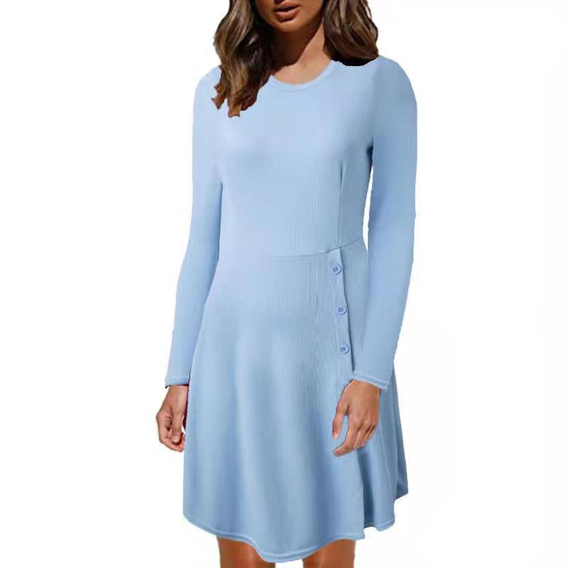 Damen Strickkleid mit Knopfdetails und eng anliegendem Oberteil R&B