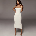 Damen Figurbetontes Maxikleid mit Spaghettiträgern und feinem Stretch R&B