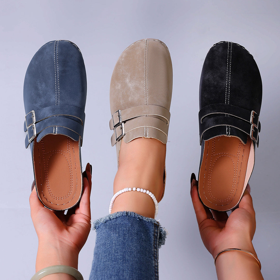 Damen Komfortable Clogs mit verstellbarem Doppelschnallenverschluss R&B