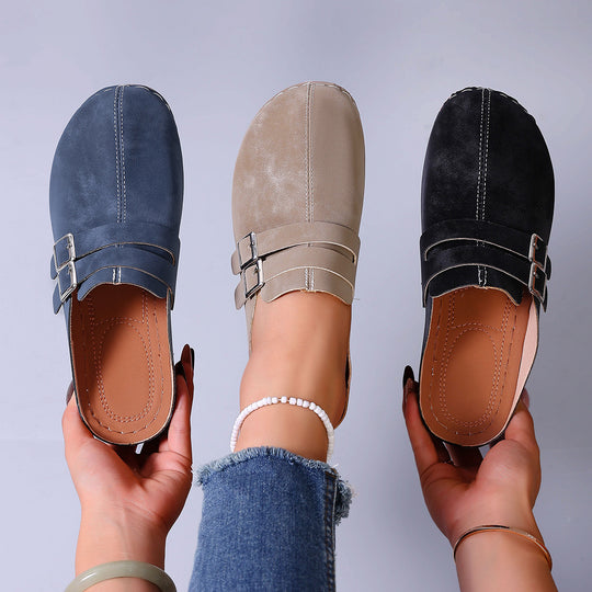 Damen Komfortable Clogs mit verstellbarem Doppelschnallenverschluss R&B