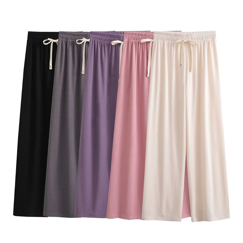 Damen weite Palazzohose mit elastischem Bund und dekorativem Kordelzug R&B