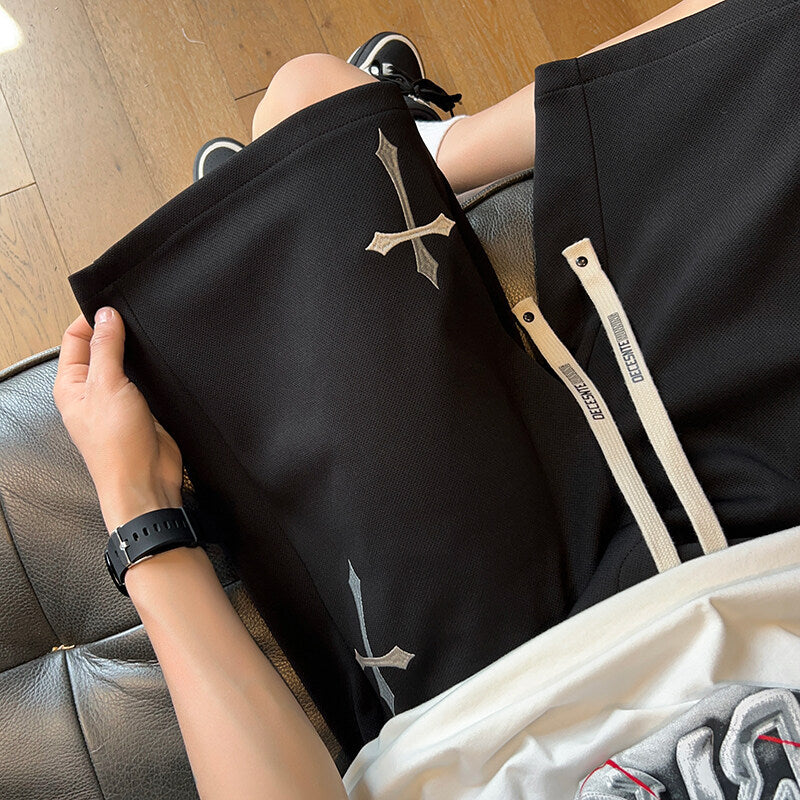 Herren lässige Shorts mit einzigartigen Stickdetails und atmungsaktiver Passform