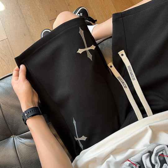 Herren lässige Shorts mit einzigartigen Stickdetails und atmungsaktiver Passform R&B