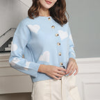Damen Strickjacke mit Herzen und Knopfdetails R&B
