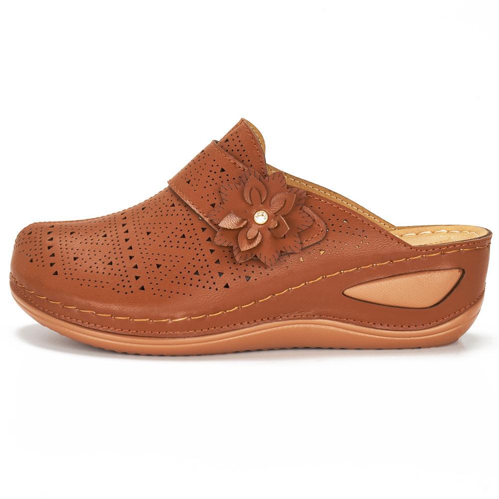 Damen bequeme Clogs mit floralem Cut-Out-Design und rutschfester Sohle R&B