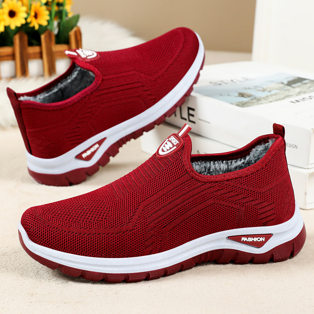 Damen Bequeme Slip-On Freizeitschuhe mit atmungsaktivem Strickdesign R&B