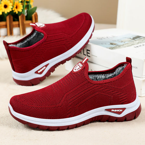 Damen Bequeme Slip-On Freizeitschuhe mit atmungsaktivem Strickdesign R&B