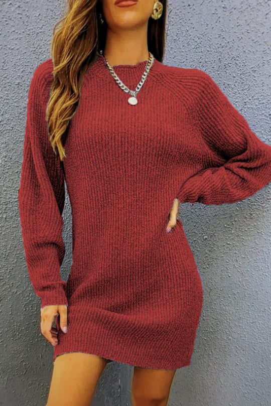 Damen Strickkleid mit lässigem Schnitt und modischem Rippenmuster R&B