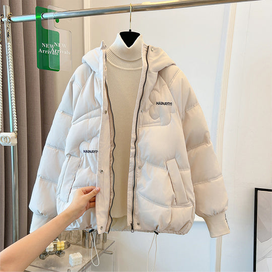 Damen Modische Kurze Daunenjacke mit Kapuze und praktischen Taschen R&B