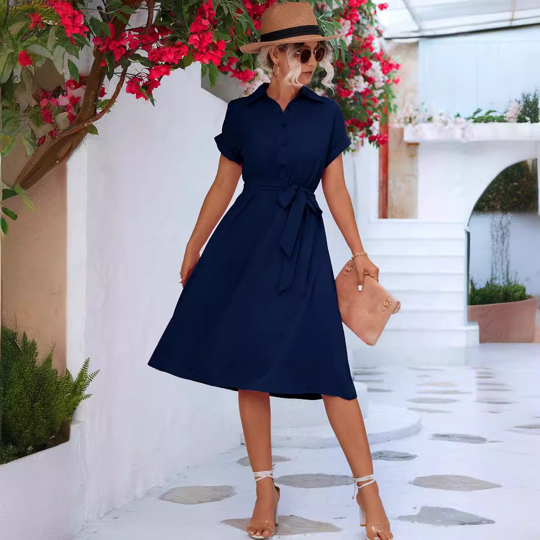 Damen Hemdblusenkleid mit eleganter Taillierung und modischem Bindegürtel R&B
