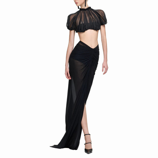 Damen Elegantes transparents Maxikleid mit ärmelloser Silhouette R&B