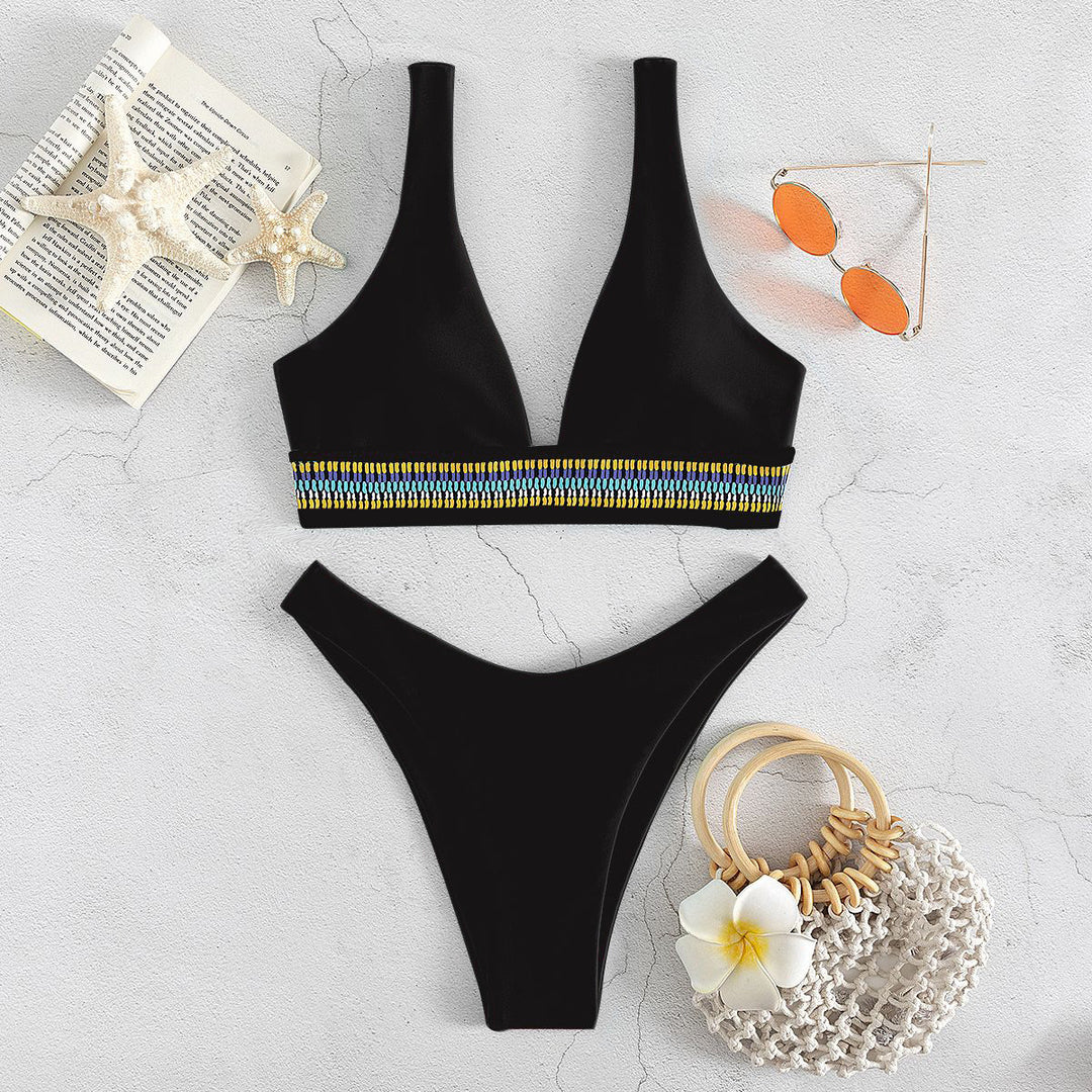Damen Bikini-Set mit elegantem V-Ausschnitt und geschmackvollem Detail R&B