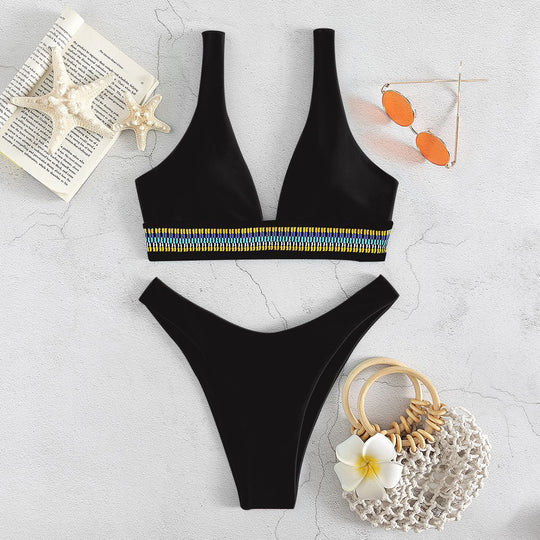 Damen Bikini-Set mit elegantem V-Ausschnitt und geschmackvollem Detail R&B