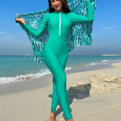 Damen eleganter UV-Schutz-Schwimmanzug mit Wickelrock R&B