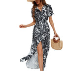 Damen Maxikleid mit raffiniertem Schnitt und tropischem Design R&B