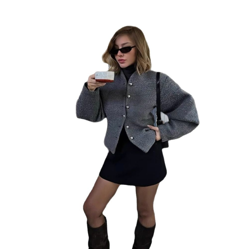 Damen Chice Überwurfjacke mit strukturiertem Design und eleganten Knöpfen R&B