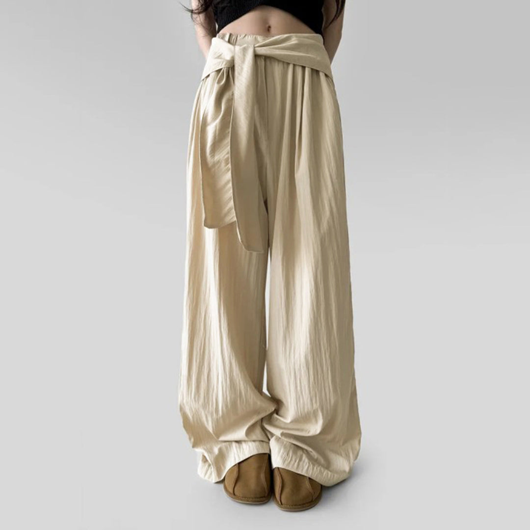 Damen weite Sommerhose mit elegantem Bindeband R&B