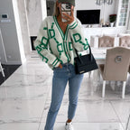 Damen Strickjacke mit modernem geometrischen Muster R&B
