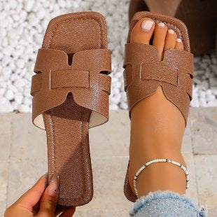 Damen Komfortable Slip-On Sandalen mit modischen Riemen R&B