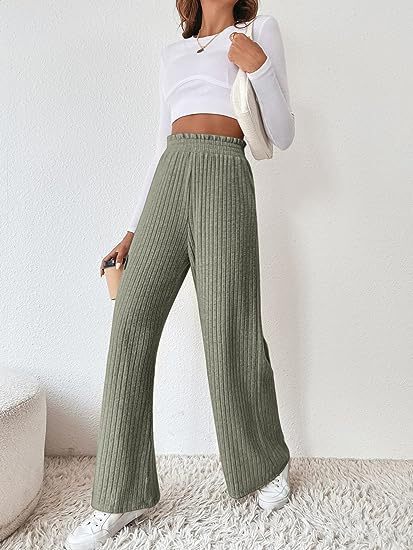 Damen Weite Ripp-Hosen mit elastischem Bund R&B