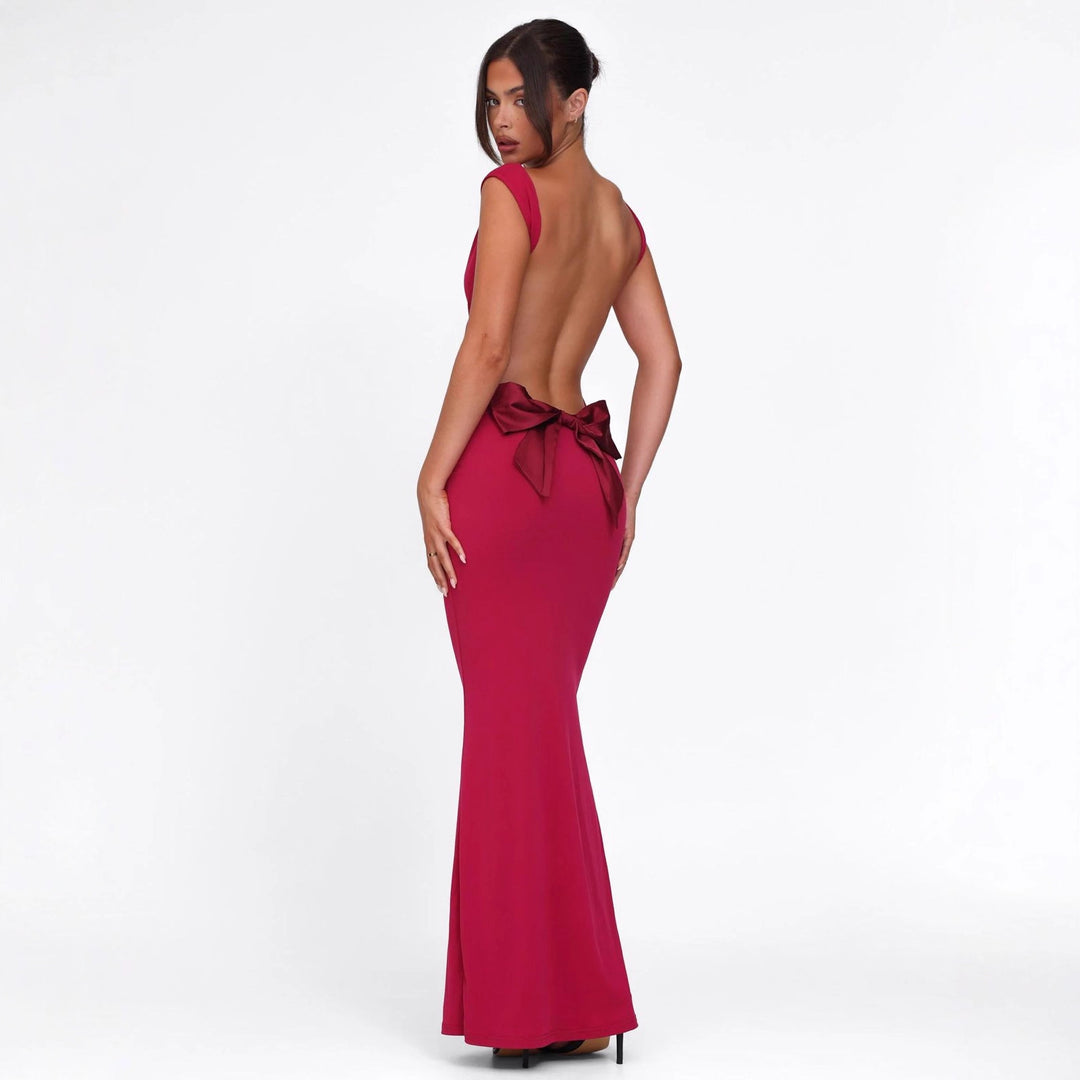 Damen nan körperbetontes Abendkleid mit quadratischem Ausschnitt und breiten Trägern R&B