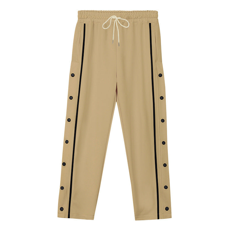 Unisex nan leichte Sport-Trainingshose mit Druckknopfleiste und elastischem Kordelbund R&B